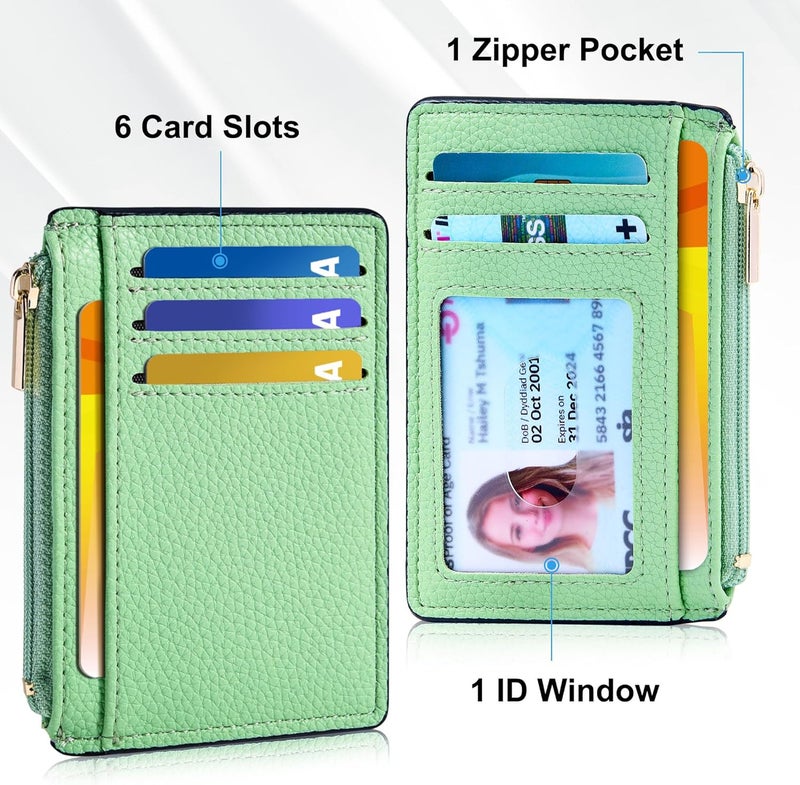 Tipmile Credit Card Holder for Women Slim Minimalist Front Pocket RFID Blocking Wallet Small Compact Card Case with ID Window, Grass Green - Image 3